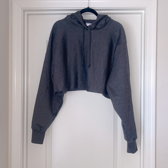 Champion cropped hoodie in Slate Gray size Large Thick and comfortable like new. - Picture 2 of 4